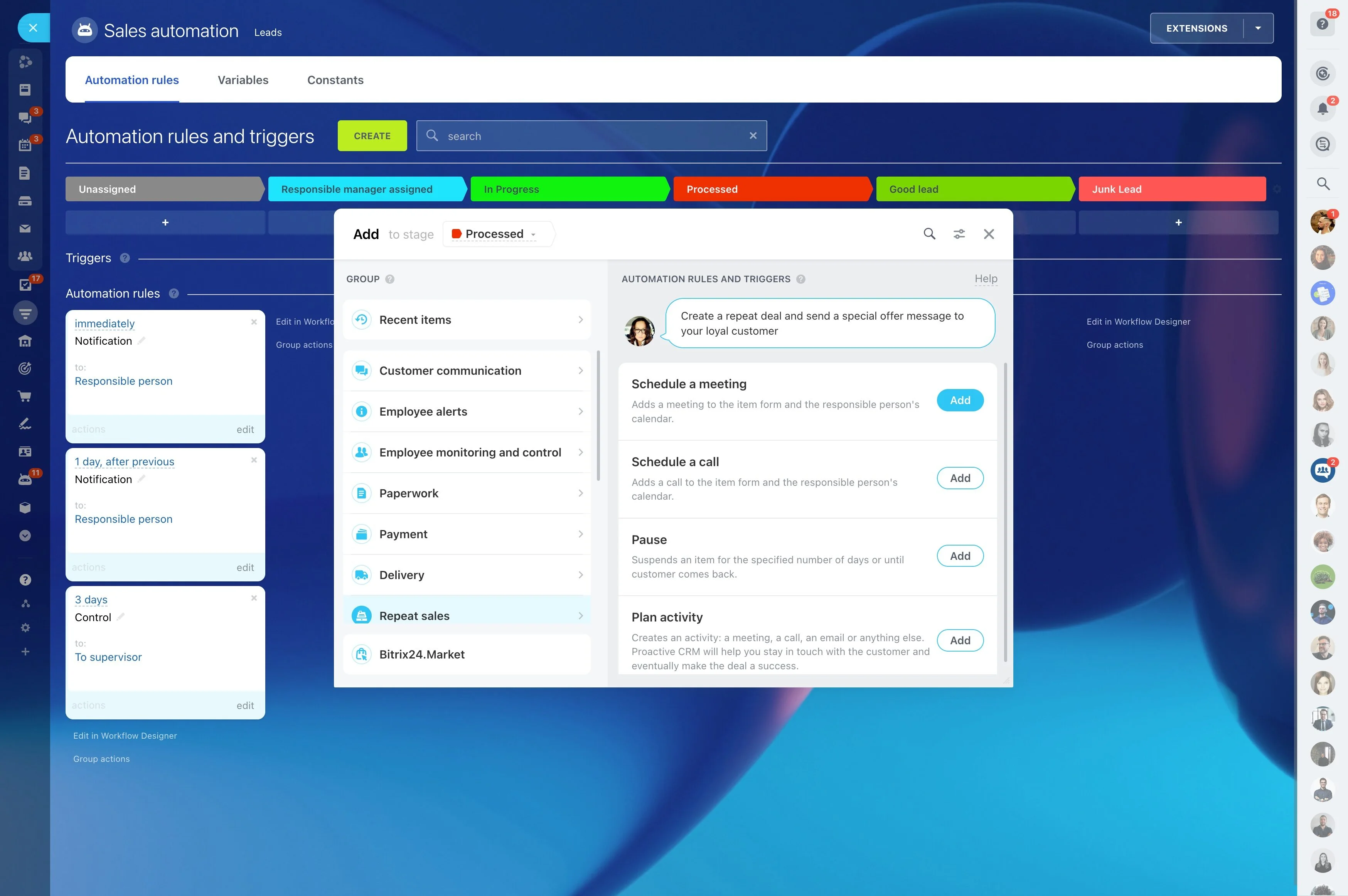 Policy renewal tracking in Bitrix24